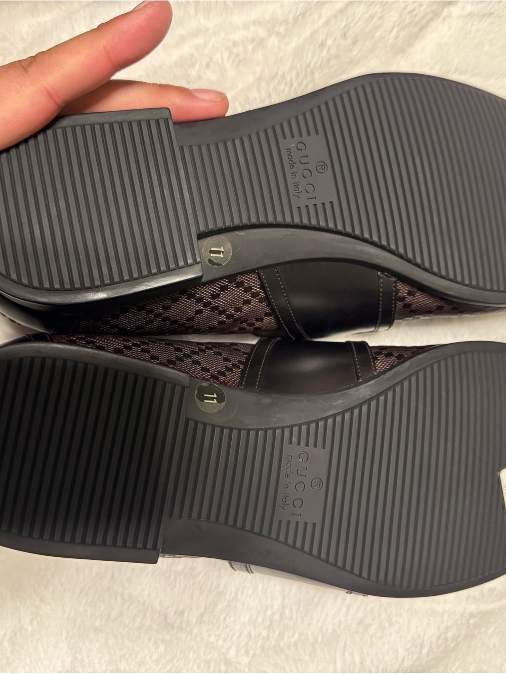 Gucci Dark Brown Patterned Leather Slip-On Loafers - Picture 7 of 8